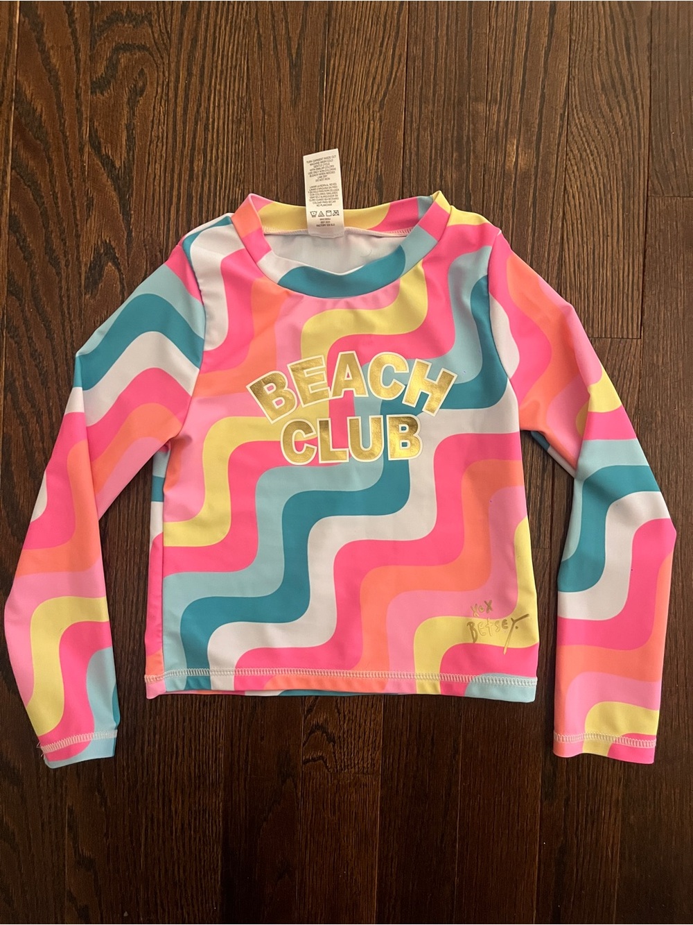 Betsey Johnson Kids Beach Club Rashguard - Pink, Teal, Yellow, Coral, White